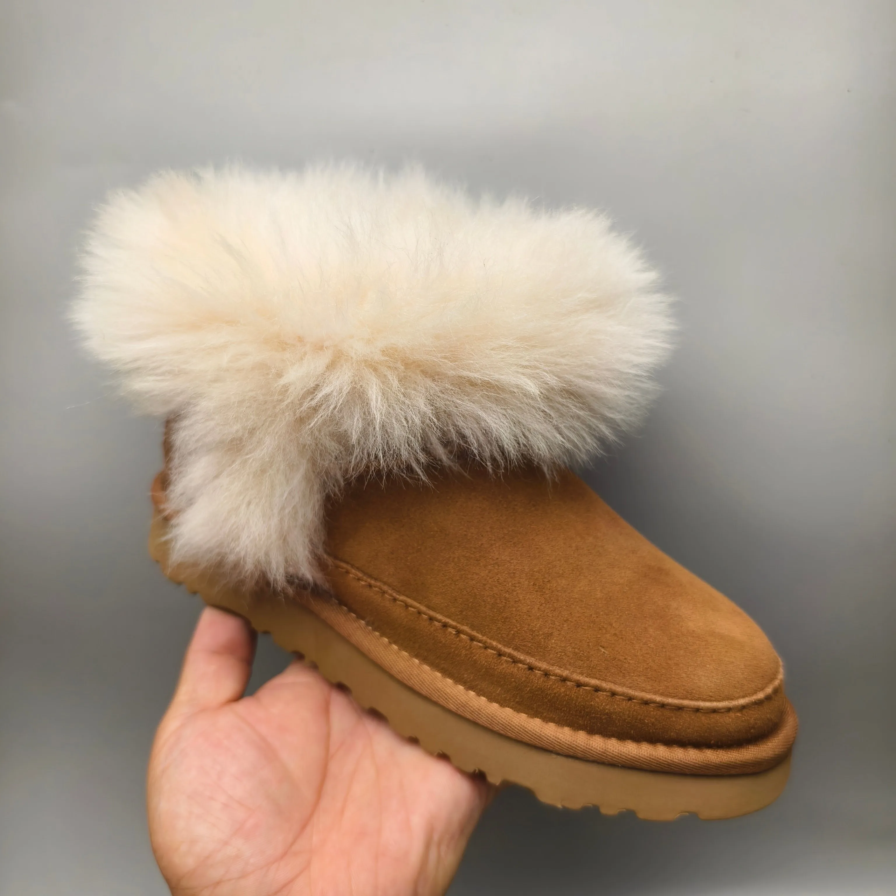 💰560 UGG sheepskin all-in-one snow boots 3832 fur fashion shoes color: maroon light blue sand matching size: 35-41
